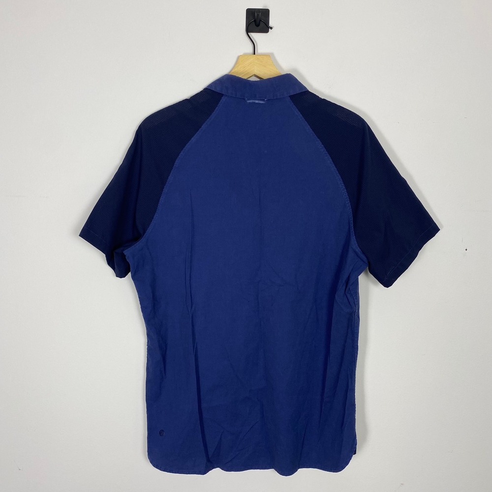 Lululemon Snap To It Short Sleeve Button‎ Up Shirt Blue Size Large Cotton Blend - Picture 3 of 6